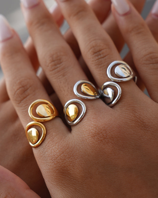 Vintage minimalistische holle roestvrijstalen statement ring goud zilver