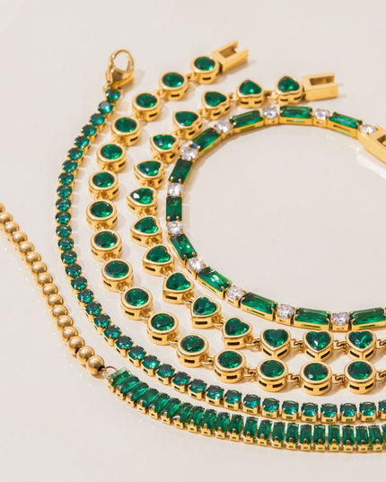 Groene met gouden luxe armband hartjes