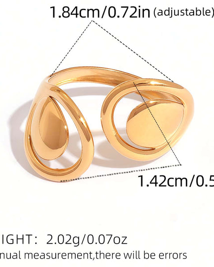 Vintage minimalistische holle roestvrijstalen statement ring goud zilver